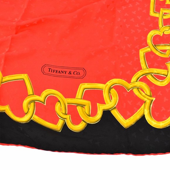 TIFFANY & Co: Red/Black, Hearts & Logo Scarf (mp) - Picture 6 of 6